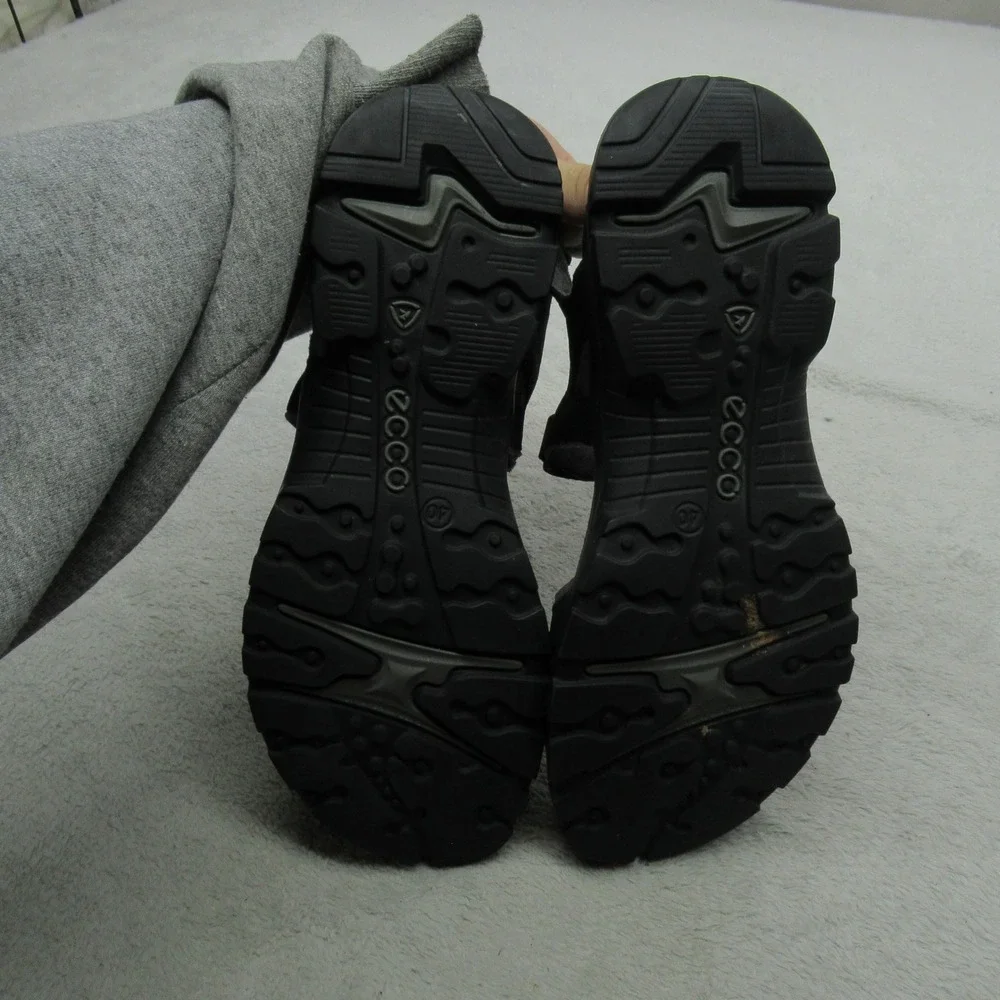 ECCO Mens 7 Yucatan Sandals Black Leather Adjustable Strap‎ Hiking Outdoor EU40